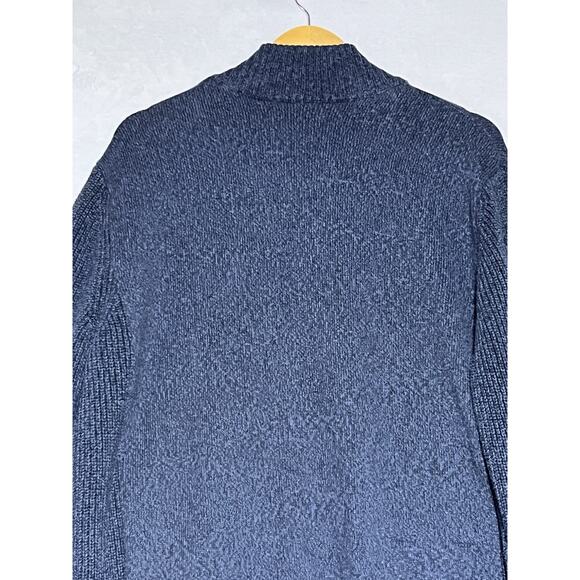 Daniel Hecter Cardigan Sweater Mens XL Blue Heathered Zip Up Mock Collar Pockets - Picture 4 of 13